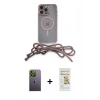 MARSİLYAN™- iPhone 12 Pro Max Kılıf Eksen Özel Seri - Siyah Mat Seramik Nano Ekran Koruyucu + Neon Fosforlu Kamera Lens - YL