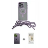 MARSİLYAN™- iPhone 12 Pro Max Kılıf Eksen Özel Seri - Siyah Mat Seramik Nano Ekran Koruyucu + Neon Fosforlu Kamera Lens - YL