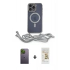 MARSİLYAN™- iPhone 12 Pro Max Kılıf Eksen Özel Seri - Siyah Mat Seramik Nano Ekran Koruyucu + Neon Fosforlu Kamera Lens - YL