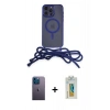 MARSİLYAN™- iPhone 12 Pro Max Kılıf Eksen Özel Seri - Siyah Polymer Nano Ekran Koruyucu + Neon Fosforlu Kamera Lens - MI