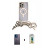 MARSİLYAN™- iPhone 12 Pro Max Kılıf Eksen Özel Seri - Siyah Polymer Nano Ekran Koruyucu + Neon Fosforlu Kamera Lens - MI