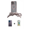 MARSİLYAN™- iPhone 12 Pro Max Kılıf Eksen Özel Seri - Siyah Polymer Nano Ekran Koruyucu + Neon Fosforlu Kamera Lens - MI