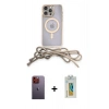 MARSİLYAN™- iPhone 12 Pro Max Kılıf Eksen Özel Seri - Siyah Polymer Nano Ekran Koruyucu + Neon Fosforlu Kamera Lens - TU