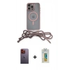 MARSİLYAN™- iPhone 12 Pro Max Kılıf Eksen Özel Seri - Siyah Polymer Nano Ekran Koruyucu + Neon Fosforlu Kamera Lens - TU