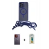 MARSİLYAN™- iPhone 12 Pro Max Kılıf Eksen Özel Seri - Siyah Polymer Nano Ekran Koruyucu + Neon Fosforlu Kamera Lens - TU