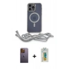 MARSİLYAN™- iPhone 12 Pro Max Kılıf Eksen Özel Seri - Siyah Polymer Nano Ekran Koruyucu + Sarı Neon Fosforlu Kamera Lens