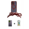 MARSİLYAN™- iPhone 12 Pro Max Kılıf Eksen Özel Seri - Siyah Polymer Nano Ekran Koruyucu + Neon Fosforlu Kamera Lens - YL