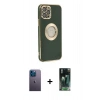 MARSİLYAN™- iPhone 12 Pro Max Kılıf İz Form Serisi - Şeffaf 360 Full Body Arka Koruyucu + Neon Fosforlu Kamera Lens - MI
