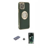 MARSİLYAN™- iPhone 12 Pro Max Kılıf İz Form Serisi - Şeffaf 360 Full Body Arka Koruyucu + Renkli Kamera Lens Koruma Cam - PE