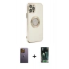 MARSİLYAN™- iPhone 12 Pro Max Kılıf İz Form Serisi - Şeffaf 360 Full Body Arka Koruyucu + Neon Fosforlu Kamera Lens - SI