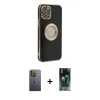 MARSİLYAN™- iPhone 12 Pro Max Kılıf İz Form Serisi - Şeffaf 360 Full Body Arka Koruyucu + Neon Fosforlu Kamera Lens - YL