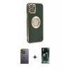 MARSİLYAN™- iPhone 12 Pro Max Kılıf İz Form Serisi - Şeffaf 360 Full Body Arka Koruyucu + Neon Fosforlu Kamera Lens - YL