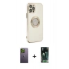 MARSİLYAN™- iPhone 12 Pro Max Kılıf İz Form Serisi - Şeffaf 360 Full Body Arka Koruyucu + Neon Fosforlu Kamera Lens - YL