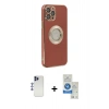 MARSİLYAN™- iPhone 12 Pro Max Kılıf İz Form Serisi - Şeffaf Royal Nano Ekran Koruyucu + Shine Kamera Lens - LT