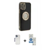 MARSİLYAN™- iPhone 12 Pro Max Kılıf İz Form Serisi - Şeffaf Royal Nano Ekran Koruyucu + Shine Kamera Lens - LT