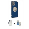 MARSİLYAN™- iPhone 12 Pro Max Kılıf İz Form Serisi - Şeffaf Royal Nano Ekran Koruyucu + Shine Kamera Lens - LT
