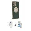 MARSİLYAN™- iPhone 12 Pro Max Kılıf İz Form Serisi - Şeffaf Royal Nano Ekran Koruyucu + Shine Kamera Lens - LT