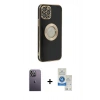 MARSİLYAN™- iPhone 12 Pro Max Kılıf İz Form Serisi - Şeffaf Royal Nano Ekran Koruyucu + Neon Fosforlu Kamera Lens - BZ