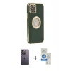 MARSİLYAN™- iPhone 12 Pro Max Kılıf İz Form Serisi - Şeffaf Royal Nano Ekran Koruyucu + Neon Fosforlu Kamera Lens - BZ