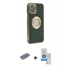 MARSİLYAN™- iPhone 12 Pro Max Kılıf İz Form Serisi - Şeffaf Royal Nano Ekran Koruyucu + Renkli Kamera Lens Koruma Cam - MI