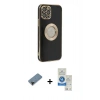 MARSİLYAN™- iPhone 12 Pro Max Kılıf İz Form Serisi - Şeffaf Royal Nano Ekran Koruyucu + Shine Kamera Lens Koruma Cam - SH