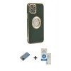 MARSİLYAN™- iPhone 12 Pro Max Kılıf İz Form Serisi - Şeffaf Royal Nano Ekran Koruyucu + Shine Kamera Lens Koruma Cam - SH