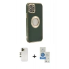MARSİLYAN™- iPhone 12 Pro Max Kılıf İz Form Serisi - Şeffaf Royal Nano Ekran Koruyucu + Shine Kamera Lens - GD