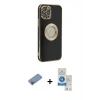 MARSİLYAN™- iPhone 12 Pro Max Kılıf İz Form Serisi - Şeffaf Royal Nano Ekran Koruyucu + Shine Kamera Lens Koruma Cam - PE