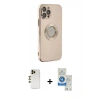 MARSİLYAN™- iPhone 12 Pro Max Kılıf İz Form Serisi - Şeffaf Royal Nano Ekran Koruyucu + Shine Kamera Lens - GD