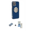 MARSİLYAN™- iPhone 12 Pro Max Kılıf İz Form Serisi - Şeffaf Royal Nano Ekran Koruyucu + Shine Kamera Lens Koruma Cam - PE