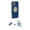 MARSİLYAN™- iPhone 12 Pro Max Kılıf İz Form Serisi - Şeffaf Royal Nano Ekran Koruyucu + Shine Kamera Lens Koruma Cam - SH