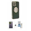 MARSİLYAN™- iPhone 12 Pro Max Kılıf İz Form Serisi - Şeffaf Royal Nano Ekran Koruyucu + Neon Fosforlu Kamera Lens - YL