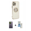 MARSİLYAN™- iPhone 12 Pro Max Kılıf İz Form Serisi - Şeffaf Royal Nano Ekran Koruyucu + Neon Fosforlu Kamera Lens - YL