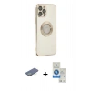 MARSİLYAN™- iPhone 12 Pro Max Kılıf İz Form Serisi - Şeffaf Royal Nano Ekran Koruyucu + Renkli Kamera Lens Koruma Cam - YL