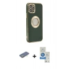 MARSİLYAN™- iPhone 12 Pro Max Kılıf İz Form Serisi - Şeffaf Royal Nano Ekran Koruyucu + Renkli Kamera Lens Koruma Cam - YL