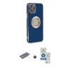 MARSİLYAN™- iPhone 12 Pro Max Kılıf İz Form Serisi - Şeffaf Royal Nano Ekran Koruyucu + Renkli Kamera Lens Koruma Cam - YL