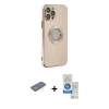 MARSİLYAN™- iPhone 12 Pro Max Kılıf İz Form Serisi - Şeffaf Royal Nano Ekran Koruyucu + Renkli Kamera Lens Koruma Cam - YL