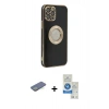 MARSİLYAN™- iPhone 12 Pro Max Kılıf İz Form Serisi - Şeffaf Royal Nano Ekran Koruyucu + Renkli Kamera Lens Koruma Cam - YL