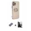 MARSİLYAN™- iPhone 12 Pro Max Kılıf İz Form Serisi - Şeffaf Temperli Cam Ekran Koruyucu + Metal Kamera Lens Koruma Cam - GD