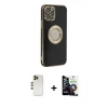 MARSİLYAN™- iPhone 12 Pro Max Kılıf İz Form Serisi - Şeffaf Temperli Cam Ekran Koruyucu + Shine Kamera Lens - GD