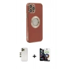 MARSİLYAN™- iPhone 12 Pro Max Kılıf İz Form Serisi - Şeffaf Temperli Cam Ekran Koruyucu + Shine Kamera Lens - GD