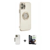 MARSİLYAN™- iPhone 12 Pro Max Kılıf İz Form Serisi - Şeffaf Temperli Cam Ekran Koruyucu + Shine Kamera Lens - GD
