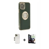 MARSİLYAN™- iPhone 12 Pro Max Kılıf İz Form Serisi - Şeffaf Temperli Cam Ekran Koruyucu + Shine Kamera Lens - GD