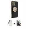 MARSİLYAN™- iPhone 12 Pro Max Kılıf İz Form Serisi - Şeffaf Temperli Cam Ekran Koruyucu + Shine Kamera Lens - LT