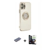 MARSİLYAN™- iPhone 12 Pro Max Kılıf İz Form Serisi - Şeffaf Temperli Cam Ekran Koruyucu + Renkli Kamera Lens Koruma Cam - MI