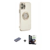 MARSİLYAN™- iPhone 12 Pro Max Kılıf İz Form Serisi - Şeffaf Temperli Cam Ekran Koruyucu + Renkli Kamera Lens Koruma Cam - PE