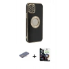 MARSİLYAN™- iPhone 12 Pro Max Kılıf İz Form Serisi - Şeffaf Temperli Cam Ekran Koruyucu + Renkli Kamera Lens Koruma Cam - PE