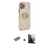 MARSİLYAN™- iPhone 12 Pro Max Kılıf İz Form Serisi - Şeffaf Temperli Cam Ekran Koruyucu + Renkli Kamera Lens Koruma Cam - YL