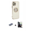 MARSİLYAN™- iPhone 12 Pro Max Kılıf İz Form Serisi - Şeffaf Temperli Cam Ekran Koruyucu + Renkli Kamera Lens Koruma Cam - YL