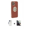 MARSİLYAN™- iPhone 12 Pro Max Kılıf İz Form Serisi - Şeffaf Temperli Cam Ekran Koruyucu + Shine Kamera Lens - LT